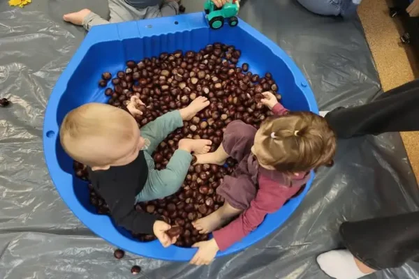 Jesienne zajęcia sensoryczne dla dzieci – kasztanowa kąpiel i leśna ścieżka