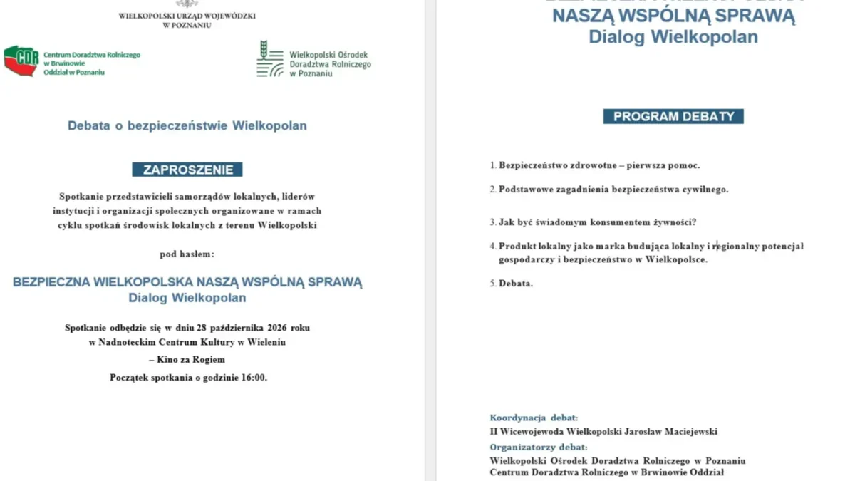 Bezpieczna Wielkopolska: debata w Wieleniu już 28 października