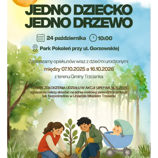 Trzcianka: „Jedno Dziecko – Jedno Drzewo” 2026 – posadź drzewo dla swojego dziecka